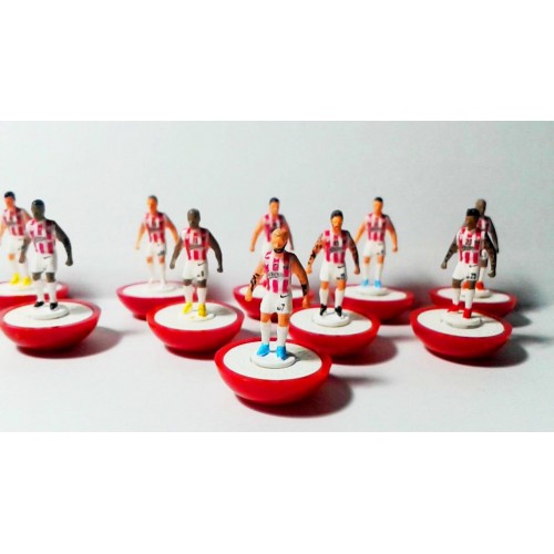 Subbuteo Andrew Table Soccer Olympiacos Basketball Club 2016-17 on classic Hasbro bases